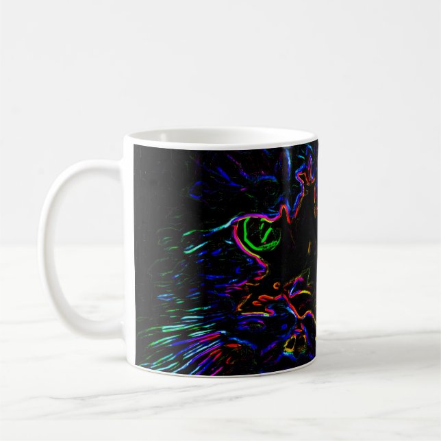 Neon Glow Cat Kaffemugg (Vänster)