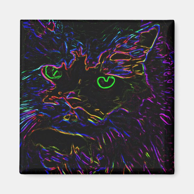 Neon Glow Cat Magnet (Framsidan)