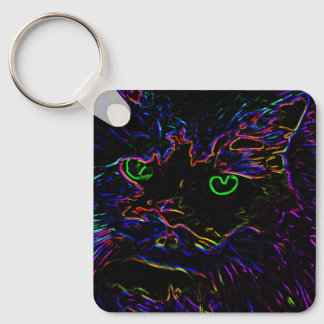 Neon Glow Cat Nyckelring