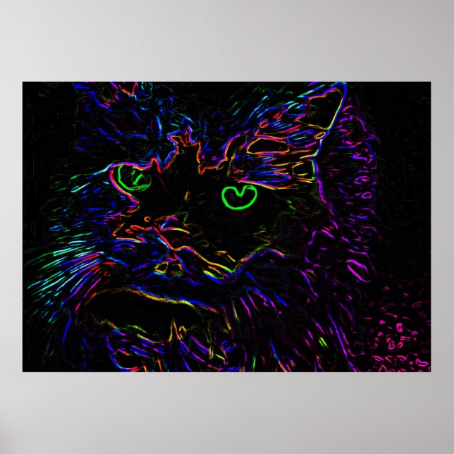 Neon Glow Cat Poster (Framsidan)