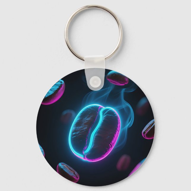 Neon Glow Coffee Bean Energi Nyckelring (Framsida)