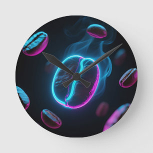 Neon Glow Coffee Bean Energi Rund Klocka