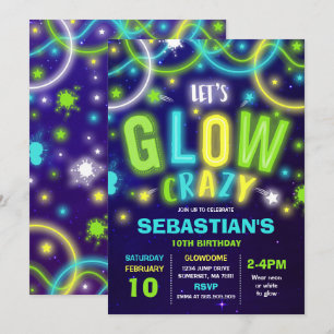 Neon Glow Dance Party är inbjuden på födelsedagen Inbjudningar