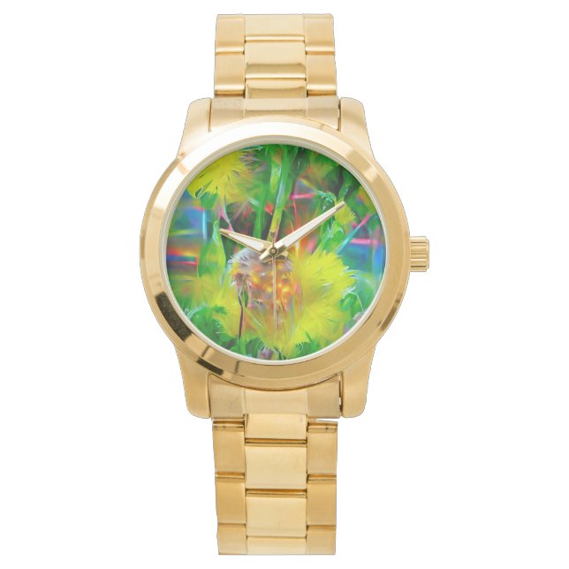 Neon Glow Dandelions i Dream Garden Armbandsur (Framsida)