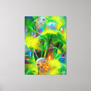 Neon Glow Dandelions i Dream Garden Canvastryck