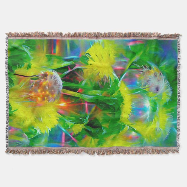Neon Glow Dandelions i Dream Garden Filt (Framsidan)