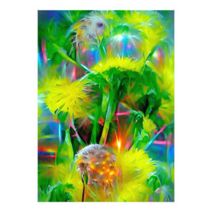 Neon Glow Dandelions i Dream Garden Fototryck