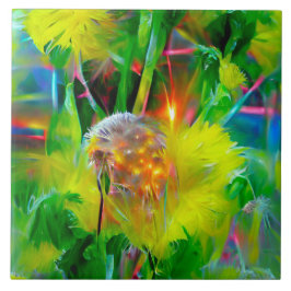 Neon Glow Dandelions i Dream Garden Kakelplatta