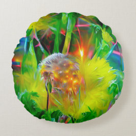 Neon Glow Dandelions i Dream Garden Rund Kudde