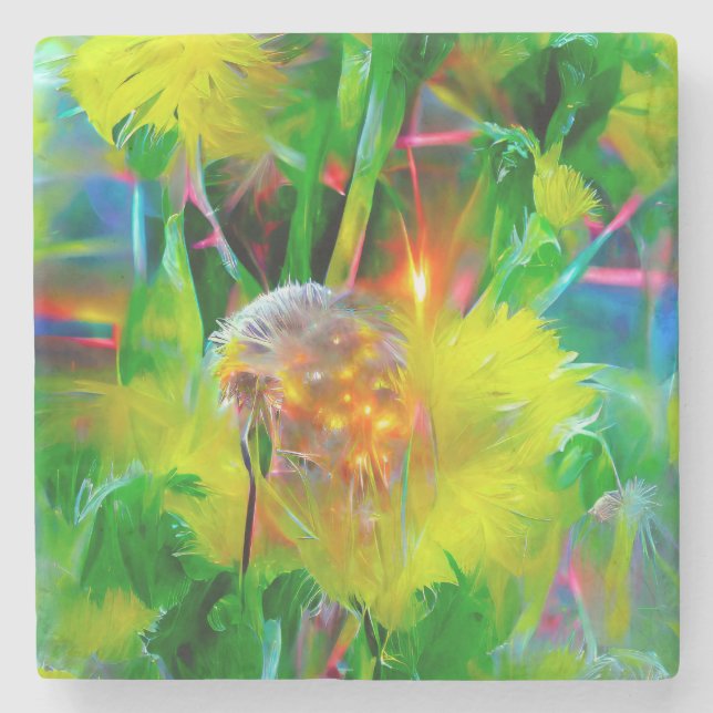 Neon Glow Dandelions i Dream Garden Stenunderlägg (Framsidan)
