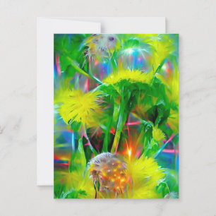 Neon Glow Dandelions i Dream Garden Vykort