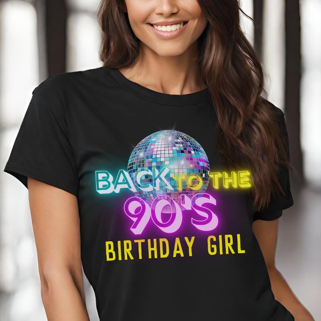Neon Glow Disco Boll tillbaka till 90-talet Retro  T Shirt (Skapare uppladdad)