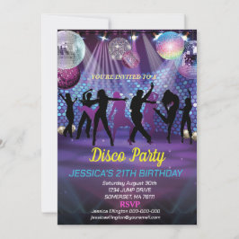 Neon Glow Disco Dance-Födelsedagsfest Inbjudningar