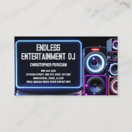 Neon Glow Dj Party Music Deejay DJs Disk Jockey Visitkort