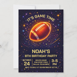 Neon Glow Football Birthday Invitation Inbjudningar