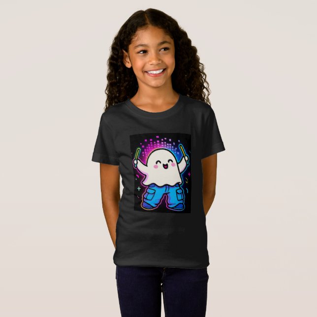 Neon Glow Ghost Kids's Costume T Shirt (Hel framsida)
