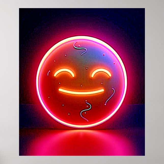 Neon Glow Happy Face Art Poster (Framsidan)