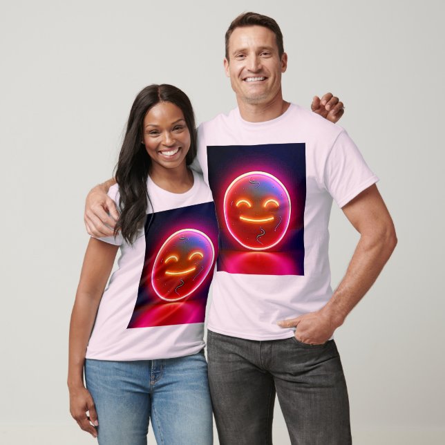 Neon Glow Happy Face Art T Shirt (Unisex)