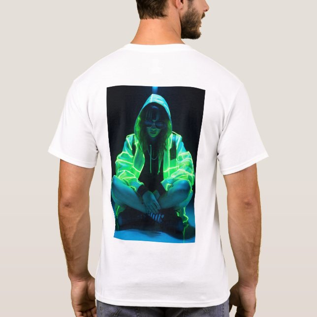 Neon Glow-in-the-Mörk Girl Cinematic Self-Illumina T Shirt (Baksida)