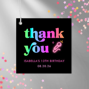 Neon Glow Karaoke Birthday Favor Tag Gåvor Etiketter