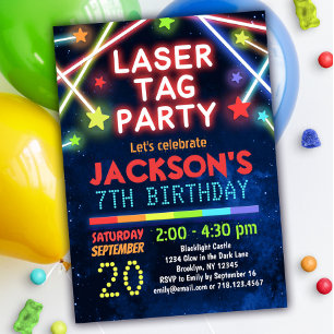 Neon Glow Laser Märkre Party födelsedagsinbjudning Inbjudningar