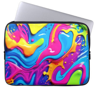 Neon Glow Liquid Splatter Artwork Laptop Fodral