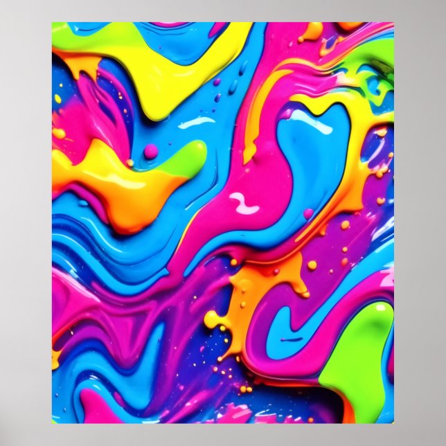 Neon Glow Liquid Splatter Artwork Poster (Framsidan)
