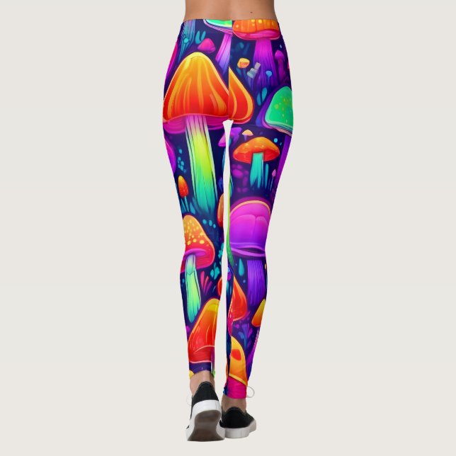 Neon Glow Mushroom Forest Leggings (Baksida)