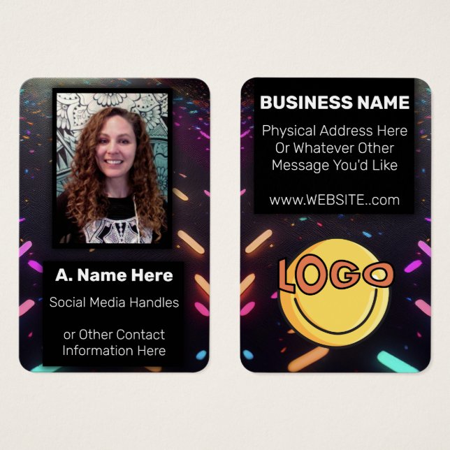 Neon Glow NightClub Pub Cont VIP-händelsepersonal Visitkort (Framsida & baksida)