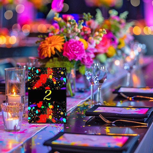 Neon Glow Paint Splatter Bordsnummer (Skapare uppladdad)