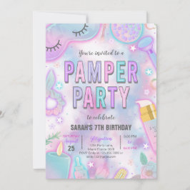 Neon Glow Pamper Spa Party Birthday Inbjudningar