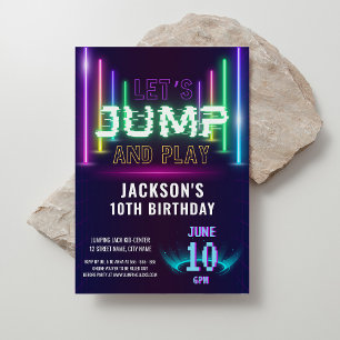 Neon Glow Party Trampoline Boy Birthday Inbjudningar