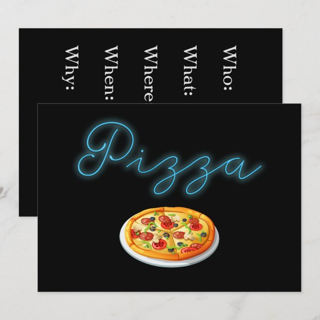 Neon Glow Pizza Party Inbjudningar (Fram/baksida)
