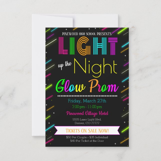 Neon Glow Prom Dance-inbjudan Inbjudningar (Framsida)