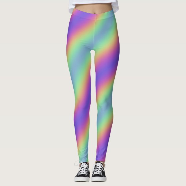 Neon Glow Rainbow Rand Leggings (Framsida)