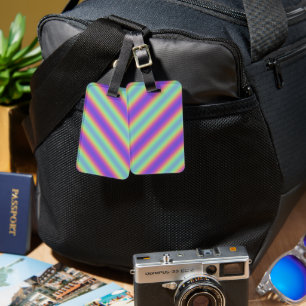 Neon Glow Rainbow Rand Luggage Tag Bagagebricka