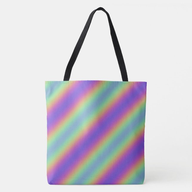 Neon Glow Rainbow Rand Tote Tygkasse (Framsida)