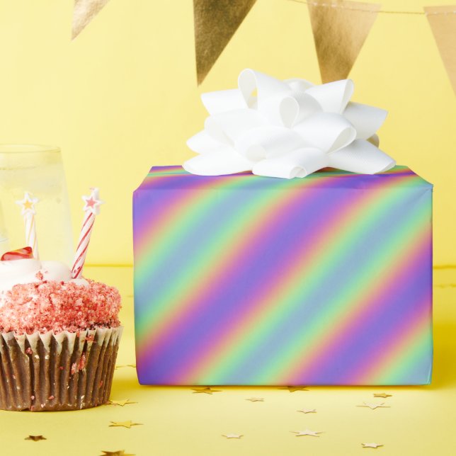 Neon Glow Rainbow Rand Wrapping Papper Presentpapper (Födelsedagsfest)