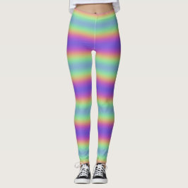 Neon Glow Rainbow Vågrät Rand Leggings