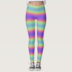 Neon Glow Rainbow Vågrät Rand Leggings