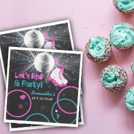 Neon Glow Roller Skating Låt oss Roll Födelsedagsf Pappersservett