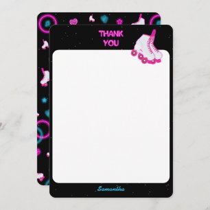 Neon Glow Roller Skating Låt oss Roll Födelsedagsf Tack Kort