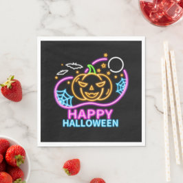 Neon Glow Se Halloween Pumpkin Fladdermöss Webben  Pappersservett