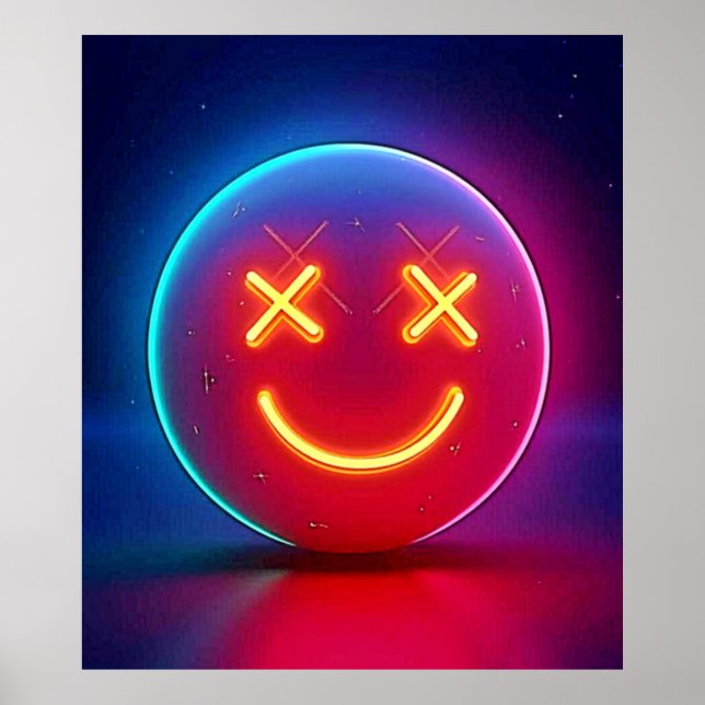 Neon Glow Smiley face Poster (Framsidan)
