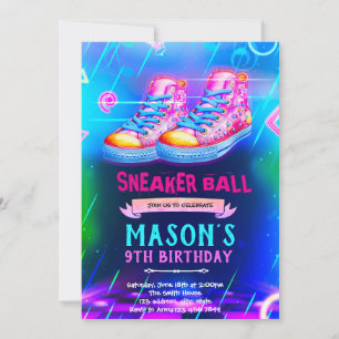 Neon Glow-sneakerfest-inbjudan Inbjudningar
