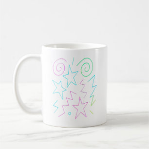 Neon Glow Stars & Swirls Mönster Kaffemugg