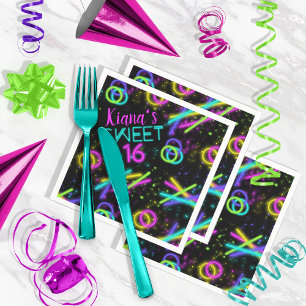 Neon Glow Stick Sweet 16 Namn ID760 Pappersservett