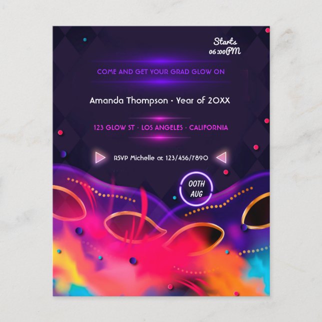 Neon Glow-Studentfest Flygblad (Framsidan)