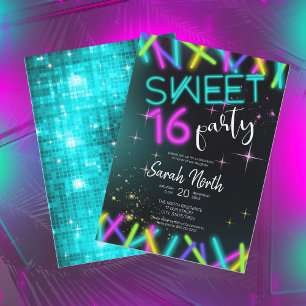 Neon Glow-Sweet sixteen-ID760 Inbjudningar