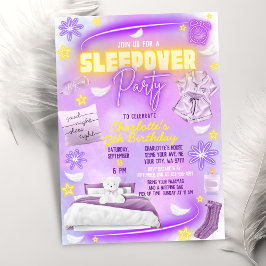 Neon Glow Tonåring Tween Girls Slumber Sleepover P Inbjudningar